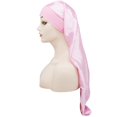 thumbnail image 1 of Long Bonnet Satin Bonnet for Sleeping Braid Bonnet Sleep Bonnet for Women and Men Pink One Size, 1 of 4
