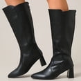 thumbnail image 1 of Long Boots for Women Knee High Chunky High Heels Pointed Toe Fashion Boot for Fall Winter Black 5.5, 1 of 7