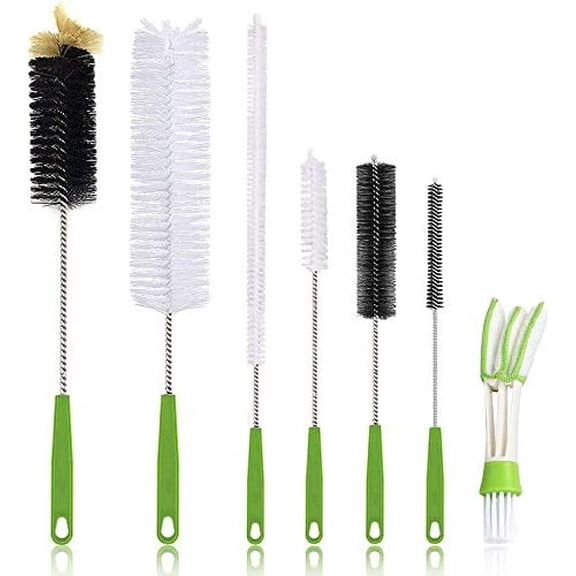 Long Bottle Brush, 17 in Bendable Cleaner Brushes for Cleaning Neck Beer Bottles, Wine, Baby Bottles, Water Bottles, Tumblers, Flask, Bird Feeder, Vase, Pipes and Brewing Supplies 7 Pack