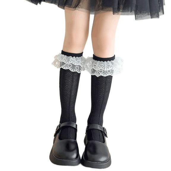 Long Bowknot High Boot Socks Socks for Girl 3-10 Year Breathable Socks Lace Calf Socks Knee Stockings