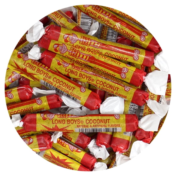 Long Boys Coconut Candy, 2 Pound Bag (Approx. 80 pieces), Coconut Long Boys Candy, The Hampton Popcorn & Candy Company