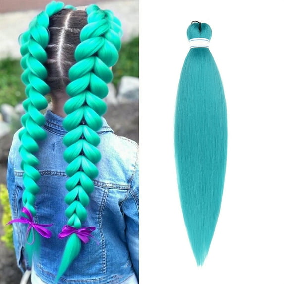 Long Braiding Hair Extension 26 inch Pre Stretched Synthetic Braiding, Fake Braids Hair Extensions for Stage, Party, Halloween Costumes, Easy to Use, Green, 26 inch