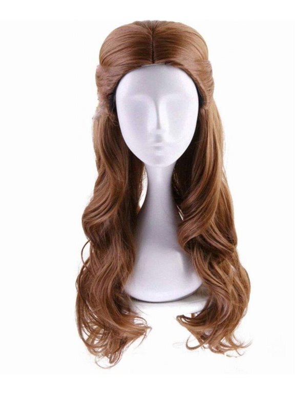 Long Brown Wavy Synthetic Hair with Braid Updo Buns Wig for Women Cosplay Wigs (Light Brown)