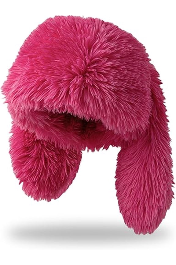 Long Bunny Ear Plush Hat with Floppy Ears - Fluffy Rabbit Winter Beanie for Women, Y2K Style Cosplay Cap(pink,1Pcs, B