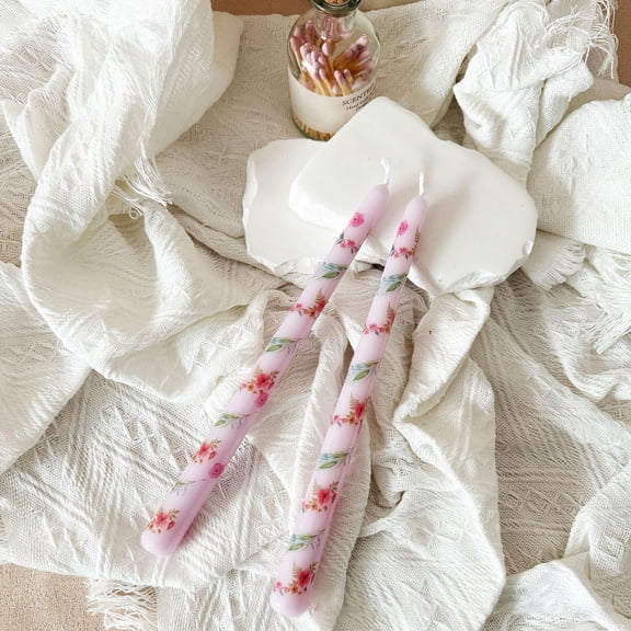 Long Burning Romantic Wedding Candles Handmade Decorative Taper Candles for Valentine's Day Party Birthday Celebration Dinner Table Centerpiece Decor