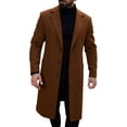 thumbnail image 1 of Long Business Jacket Men, Double Breasted Trench Coat, Notched Lapel Long Peacoat, Classic Casual Winter Jackets Overcoat Brown S, 1 of 8