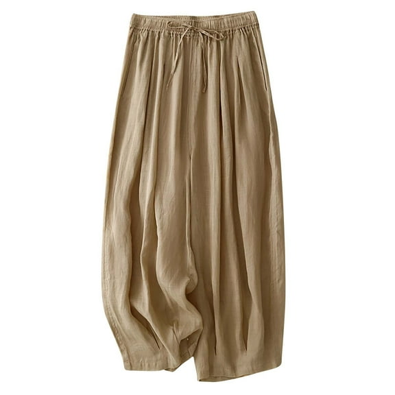 Long Business Pants for Women Women's Boho Style Pants, Drawstring Elastic Waist Layer Casual Loose Wide Leg Trousers for Summer Yoga and Beach Vacation Women's Plus