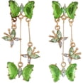 thumbnail image 1 of Long CZ Butterfly Tassel Drop Dangle Earrings for Women Gold-Toned Crystal Rhinestone Animal Insect Dangling Studs Earring Fashion Wedding Halloween Jewelry, 1 of 12