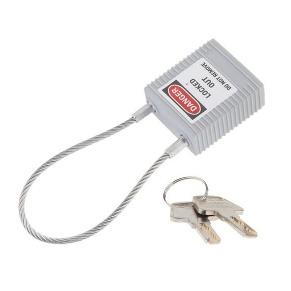 Long Cable Shackle Padlock Lockout Padlocks Lock, Keyed Padlock, Gray