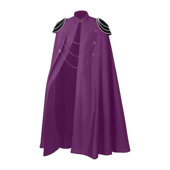 Long Cape for Men Pirate Stand Collar Full Length Cloak with Chain Party Role Play Dress Up