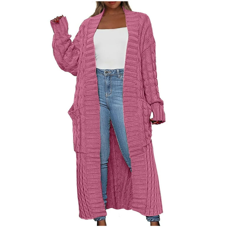 Chunky Cardigan Big Pink Cardigan Long Cardigan Sweater Womens