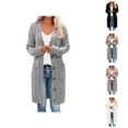 thumbnail image 1 of Long Cardigan Sweaters for Women 2025 Fall Winter Long Sleeve Cable Knit Chunky Open Front Button Sweater with Pockets, 1 of 6