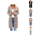 thumbnail image 1 of Long Cardigan Sweaters for Women 2025 Fall Winter Long Sleeve Cable Knit Open Front Button Sweater with Pockets, 1 of 8