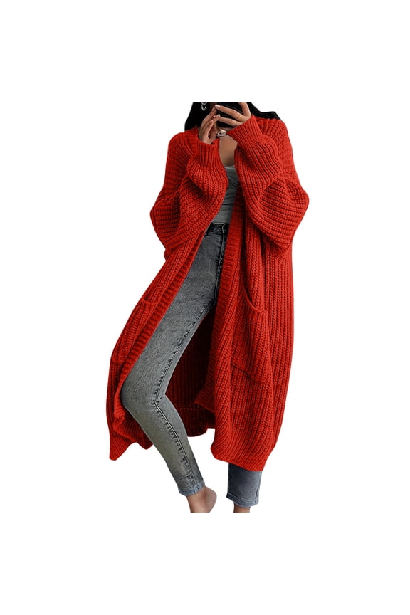 Long Cardigan Sweaters for Women 2025 Long Sleeve Chunky Cable Knit Cardigans Fall Knit Sweater with Pockets