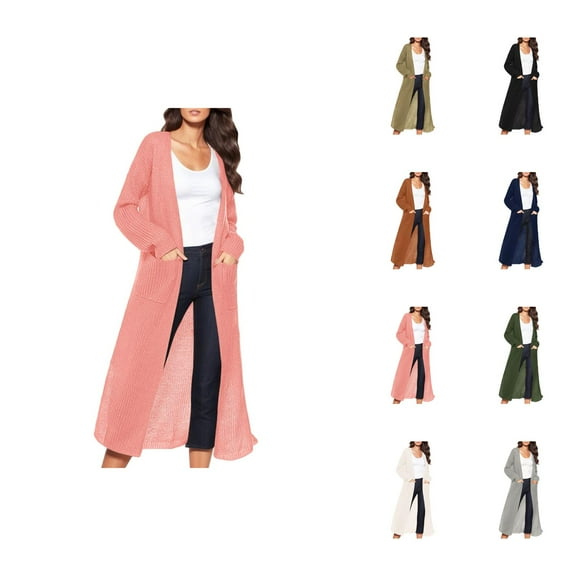 Long Cardigan Sweaters for Women 2025 Long Sleeve Open Front Ribbed Knit Oversized Fall Casual Coat with Pockets