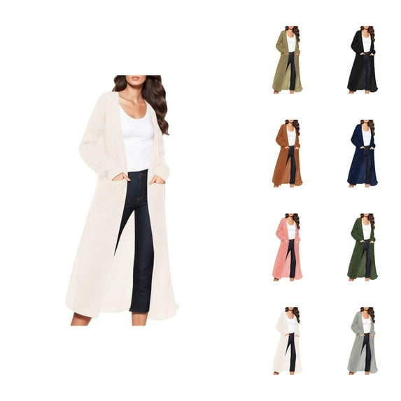 Long Cardigan Sweaters for Women 2025 Long Sleeve Open Front Ribbed Knit Oversized Fall Casual Coat with Pockets