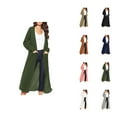 thumbnail image 1 of Long Cardigan Sweaters for Women 2025 Long Sleeve Open Front Ribbed Knit Oversized Fall Casual Coat with Pockets, 1 of 6
