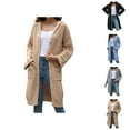 thumbnail image 1 of Long Cardigan Sweaters for Women 2025 Long Sleeve V Neck Button Ribbed Knit Oversized Sweater Cardigans with Pockets, 1 of 8