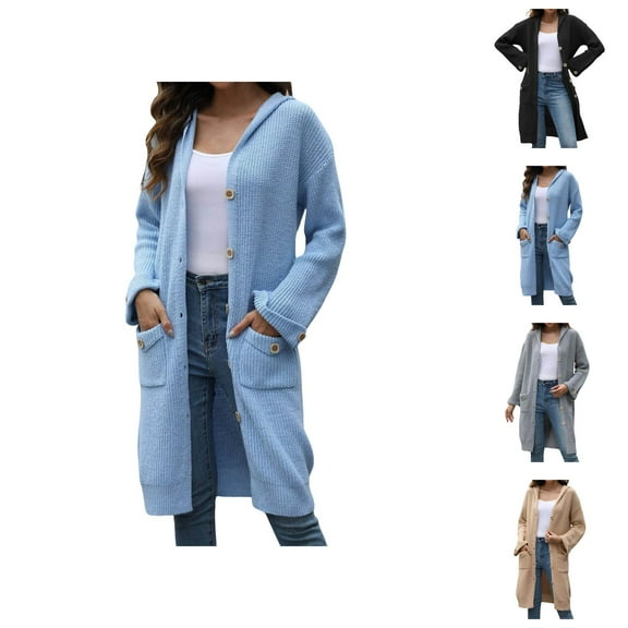 Long Cardigan Sweaters for Women 2025 Long Sleeve V Neck Button Ribbed Knit Oversized Sweater Cardigans with Pockets