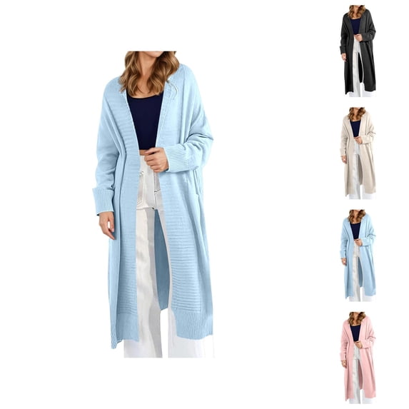 Long Cardigan Sweaters for Women Long Sleeve Loose Casual Open Front Knit Coatigan with Pockets Fall Winter Sweater Coats