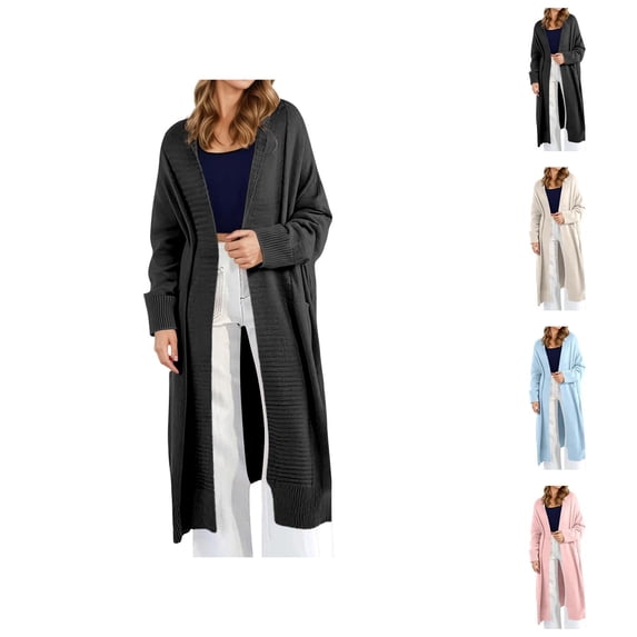 Long Cardigan Sweaters for Women Long Sleeve Loose Casual Open Front Knit Coatigan with Pockets Fall Winter Sweater Coats