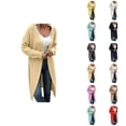 thumbnail image 1 of Long Cardigan Sweaters for Women Long Sleeve Loose Open Front Ribbed Knit Sweater Jacket with Pockets Fall Winter Coat, 1 of 5
