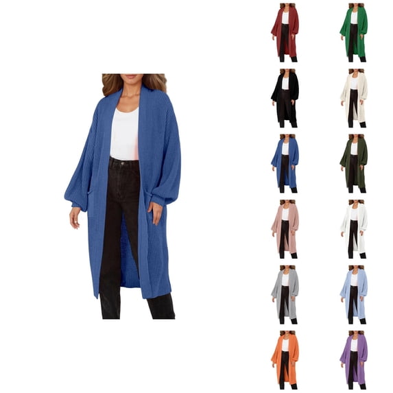 Long Cardigan Sweaters for Women Long Sleeve Oversized Open Front Knit Coatigan Sweater Coats with Pockets
