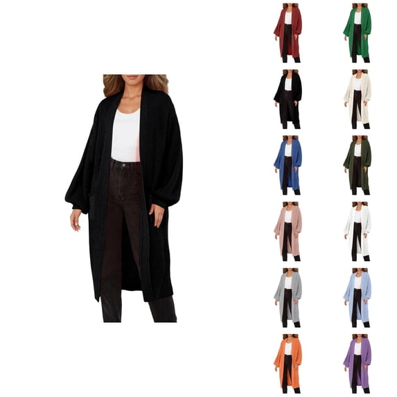 Long Cardigan Sweaters for Women Long Sleeve Oversized Open Front Knit Coatigan Sweater Coats with Pockets