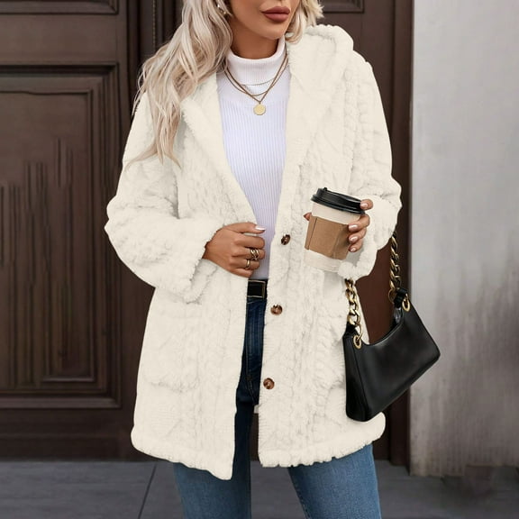 Long Cardigan Sweaters for Women Oversized Fleece Jackets Button Loose Hooded Fall Winter Warm Coat Outwears New Jackets for Women Winter Khaki L