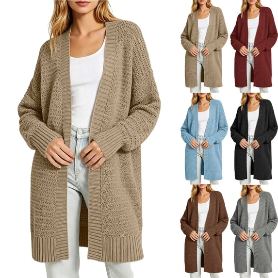 Long Cardigan Sweaters for Women Oversized Loose Knit Sweater Jacket Long Sleeved Top