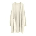thumbnail image 1 of Long Cardigan Sweaters for Women Trendy Winter Open Front Thin Slit Sweater Coat with Large Pockets, 1 of 3