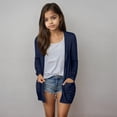thumbnail image 1 of Long Cardigans for Kids 5-14 Years Girls Open Front Long Sleeve Lightweight Cardigans Solid Casual Draped Cardigans with Pocket For Everyday Wear 9-10 Years, 1 of 7