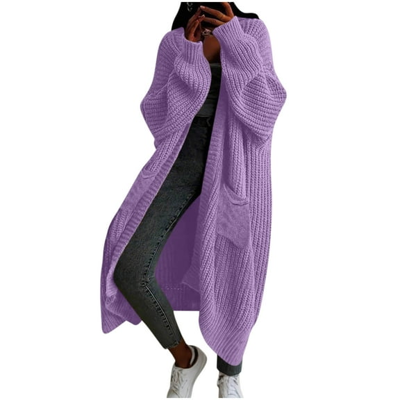 Long Cardigans Sweaters for Women Knit Open Front Jackets Oversized Cozy Tops Overcoat Long Sleeve Solid Coat with Pockets Trendy Womens Spring Autumn Outfits Sweater