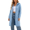 thumbnail image 1 of Long Cardigans for Women Plus Size Hooded Knit Sweaters Elastic Cuffs Casual Ribbed Open Front Cardigan Soft Stretchy Long Sleeve Pullover with Pocket, 1 of 8