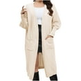thumbnail image 1 of Long Cardigans for Women Loose and Lazy Woven Sweater With Double Pockets and Lantern Sleeves Cardigan Coats, 1 of 5