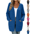 thumbnail image 1 of Long Cardigans for Women Nelozsy Women Fashion Casual Solid Color Pocket Cardigan Blue M, 1 of 9