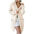 thumbnail image 1 of Long Cardigans for Women Winter Knitted Loose Hooded Long Cardigan Sweater Pocket Coat, 1 of 6