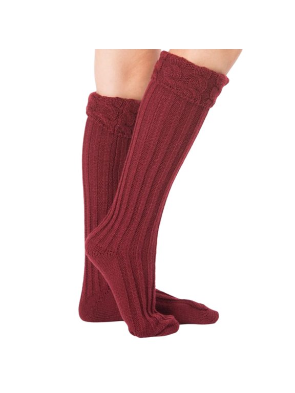 Long Casual Socks ZDNIXIAN Stretchy Ribbed Cuff Traditional Geometric Knit Long Socks for Oktoberfest Party, Festival Outfits & Daily Wear, One Size
