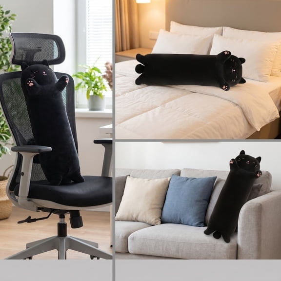 Long Cat Body Pillow Plush Toy, Soft Stuffed Animal Hugging Cushion for Sleeping & Leg Support, Cute Room Decor Gift