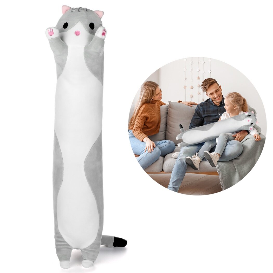 Long Cat Plush Body Pillow 27.6" Cute Kitty Large Stuffed Animal Soft Plush Pillow Throw Pillow