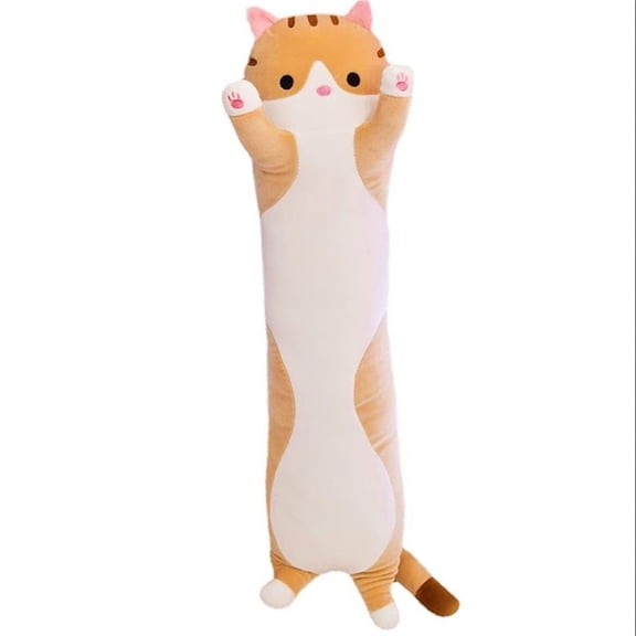 Long Cat Plush Body Pillow Kawaii Cat Stuffed Toy, Cute Soft Plush Animal Doll, Plushies Decorations for Video Game Fans, Kitten Plush Throw Pillow Doll Gift for Girlfriend & Kid