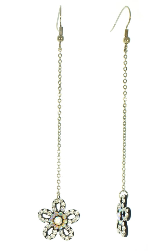 Long Chain Rhinestone Flower Earrings TROY E1017