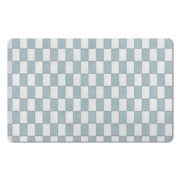 Long Checkered Bathroom Mat Runner (20x32in): Ultra Absorbent, Non-Slip, Large Bath Mat, Soft Microfiber, Machine Washable, Perfect for Bathroom, Bathtub, Hallway