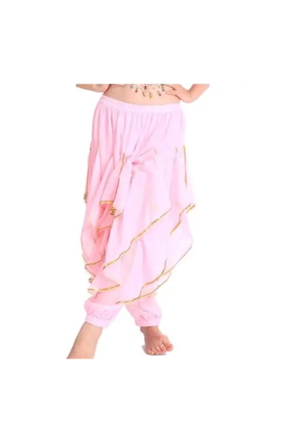 Long Chiffon Belly Dance Harem Pants Pants With Gold Trim Women Dancing Pants