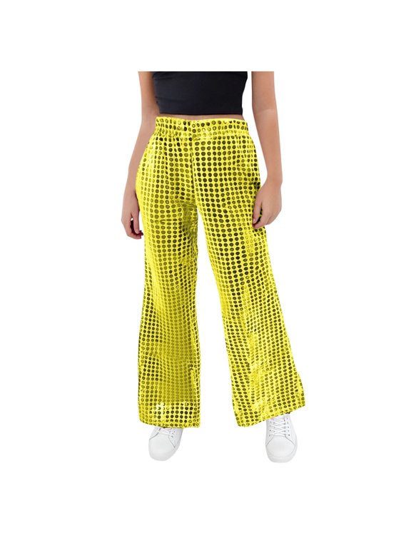 Long for Children Boy Girl Summer Fall Spandex Sequin Sparkle Flared Wide Leg Glitter Basic Long Bootcut Leg Pants Kid 2026 Clothes Fashion Regular Fit 6 Years