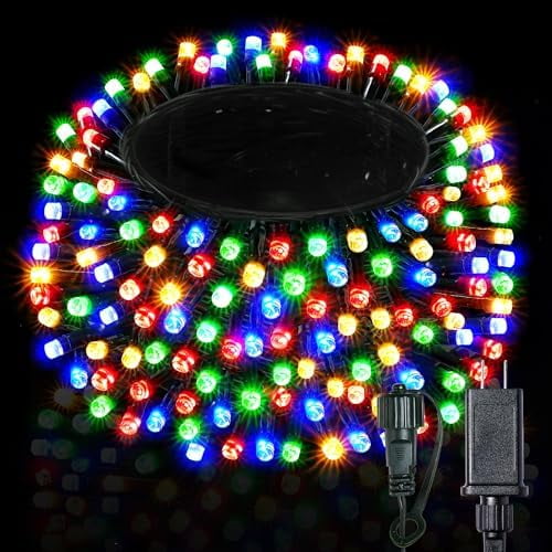 Long Christmas Lights Indoor Outdoor, 500 LED 174FT UL Certified Christmas Tree Lights with 8 Lighting Modes, Waterproof, Timer, Memory Function for Trees, Yard, Party, Xmas Decor, Multicolor