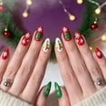 thumbnail image 1 of Long Christmas Press on Nails 24Pcs, Snowflake Tree Red Green Spooky Fake Nails Set, Reusable False Nails for Holiday Party Daily Wear Women Girls, Christmas Nail Art, 1 of 9