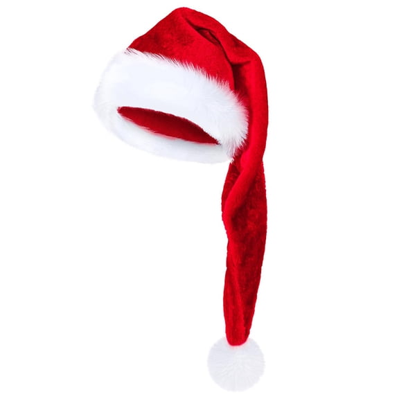 Long Christmas Santa Hat for Women Men Velvet Plush Xmas Hats for Holiday Festival Party Decor Costume Warm Winter Hats Red One Size