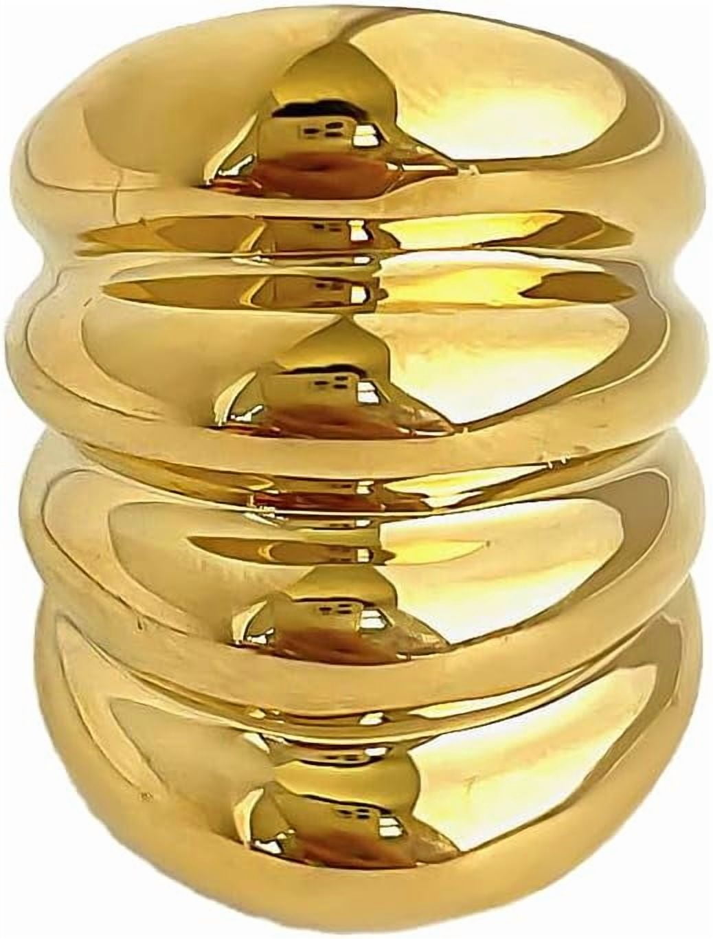 Long Chunky Statement Ring for Women Stainless Steel Thick Dome Finger ...