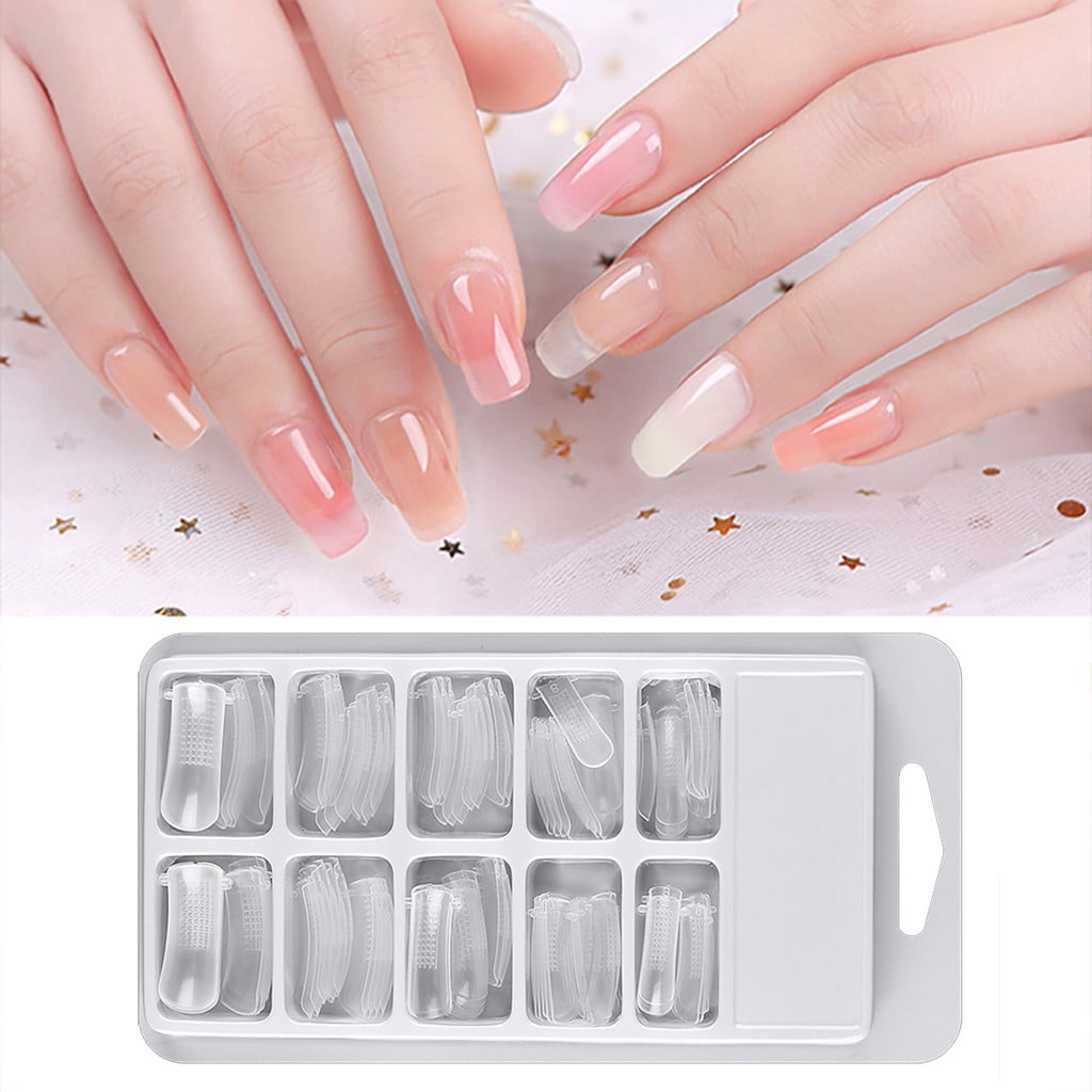 Long Clear on Nails Gel Nail Tip Cute on Nails Clear Coffin Nail Tips Nails Acrylic Full Cover Gel Nail Tips Stuff to Do Nails Acrylic Nails Designed Coffin on French Tip Nails False